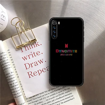Dinamit Bangtans Kpop Fant Telefon Primeru Kritje Za Xiaomi Redmi Opomba 7 7A 8 8T 9 9 9A 10 K30 Pro Ultra Black Black Slikarstvo