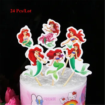 Princesa sirena torto pokrivalo otroci, dekleta, otroci rojstni dan dobave torto zastav morska deklica okraski stranka cupcake toppers