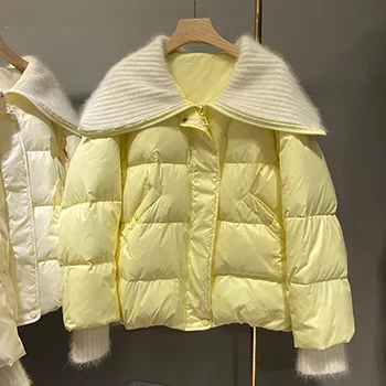 2020 pozimi novo puhovka ženske kratke toplino šivanje bela raca navzdol barva modna jakna - 