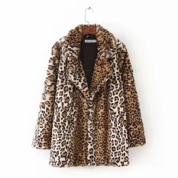 Modi Pozimi Teddy Plašč Specializiranimi Za Umetno Krzno Plašč Elegantno Debel Toplo Vrhnja Oblačila Leopard Tiskanja Ponaredek Kotlovec Suknjič Manteau Femme Hiver