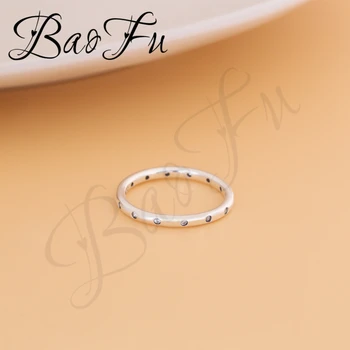 BaoFu 925 Sterling Srebrni Prstan Kaplja Vode Podolgovat Stackable Ring Crystal Ženske Čar Stranka Obroč Darilo High-End Nakit