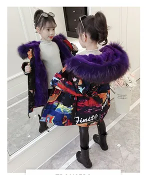 Deklice bombaž-oblazinjeni suknjič nove dolgo slog otroške zimske obrabe baby tujih slog deklice bombaž-oblazinjeni jakno plašč