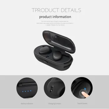 Nepremočljiva Dotik Res Sport Brezžična Čepkov Mini Bluetooth Slušalke Slušalka Audifonos z Močjo Polnjenja Polje Organizator