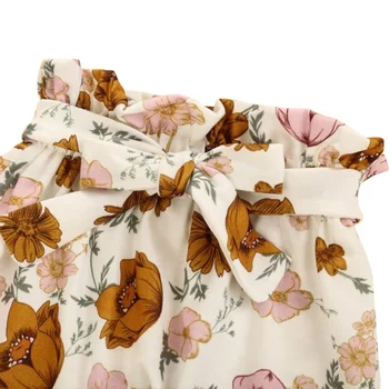 Pomlad Baby Dekle Z Dolgimi Rokavi Barva Romper Vrhovi+Cvetlični Hlače+Glavo, Obleke, Oblačila Vroče Prodaja