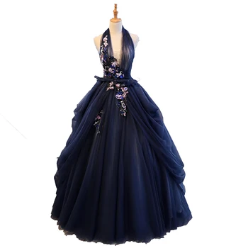 Mornarsko modra vezenje beading pasu žogo obleke obleko Renaissance Obleke Viktorijanski queen obleko/Marie Antoinette Belle