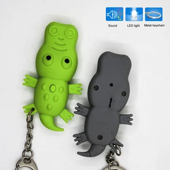 Moda Risanka Krokodil Obesek Keychain z LED Svetlobo, Zvok Key Ring Imetnika