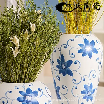 Jingdezhen keramike sodobno ročno pobarvane modro in belo vzorec cvet vazo model sobi doma oprema hotel dekoracijo