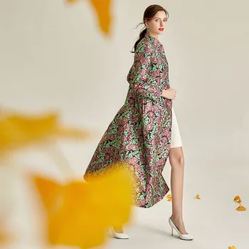 Jeseni jeseni leta 2020 ženske obleke Cvet Jacquardske Suknjič Vezenje Luksuzni Lady Retro Suknji Zgostitev Windbreaker Suknjič