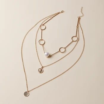 Seksi Večplastne pearl verige ogrlico iz pribor za ženske modni 2020 nakit Kovinski obroč choker darila za novo leto