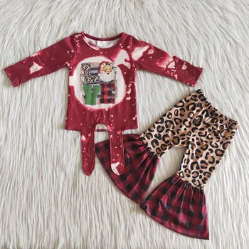 Debelo modi Baby Dekleta Božič tie dye oblačila Leopard vzorcem bell-dnom hlače butik, dojenčkov, Otrok, Obleko set