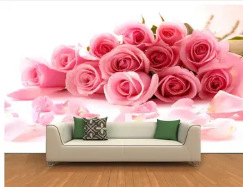 3d ozadje po meri foto zidana non-woven Romantično roza vrtnice kavč v ozadju stene slikarstvo dnevna soba tapete za stene 3d