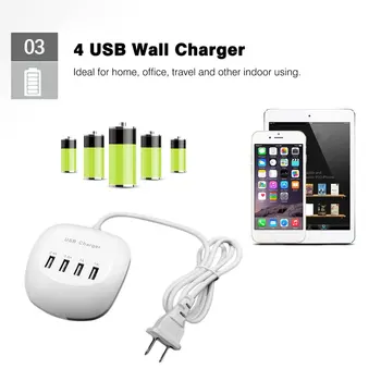 4 Vrata USB Polnilnik 2.4 Hitro Adapter za Prenosni Potovanja Mobilni Telefon, Polnilec za iPhone za Samsung