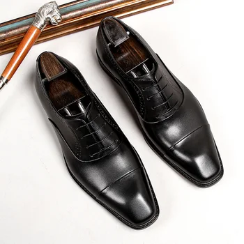 Črna Rjava Moških Obleko Čevlje Pristen Krava Usnje Brogue Poročni Čevlji Mens Poslovnih Urad Čevlji Visoke Kakovosti Oxford Čevlji