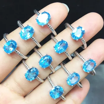 Luksuzni Design prepogniti Obroči za Ženske, Modri Topaz Gemstone nakit 925 Sterling Srebro Naravnih Topaz Zaročni Prstan