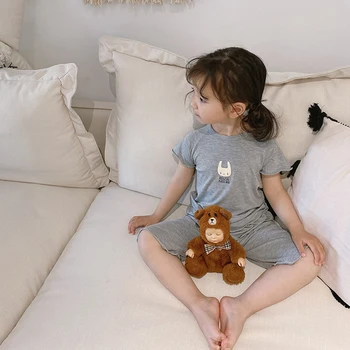 1-7 Y Dekle Pajama Nastavite Otrok Otroci Malčka Malčke Baby Sleepwear Korejski Slog, Barva Homewear Družino Ujemanja Obleke