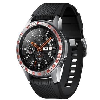 Za Samsung Galaxy Watch 46Mm Pametno Gledati Plošče Tesnilo Lepilo Pokrovček Proti Praskam Kovinski Obroč Srebrna&Rdeča