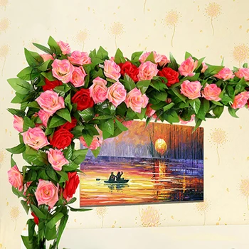 230 cm Umetno Rose Cvet vinske Trte, ki Visi Garland Stranka Domov Poroko Stenski Dekor