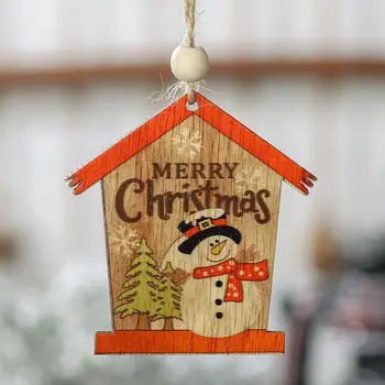 2019 NOVO 2PCS Božični Okraski, Inovativne Naslikal Santa Claus Lesen Obesek Mala Hiša Pisane Lesene Ornament