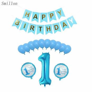 1. rojstni dan Papir potegnite kartico zastavo aluminijasto membrano balon latex balon kombinacija rojstni okraski otroci baloon