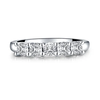 ANZIW Vrstico Vaja Poročni prstan Prstan 925 Sterling Srebrni Prstan Simulirani Diamant Udejstvovanje Poroko 5-Kamni Band Obroč, Nakit,