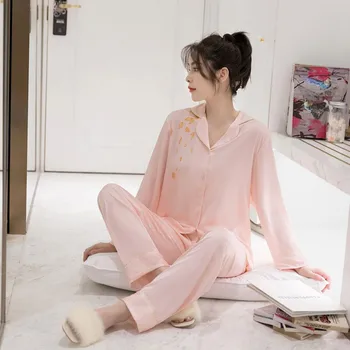 Kitajski Slog Pižamo bo Ustrezala Ženski More Saten Novost 2PCS Mirovanja Nastaviti Intimno Perilo Nov Prihod Domov Oblačila Sleepwear