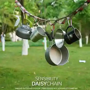 Vrvica za opaljivanje tega prostem kampiranje šotor vrv shranjevanje pribor daisy chain podaljšali zavezujoče vrv s črto oblačila kavelj za kampiranje