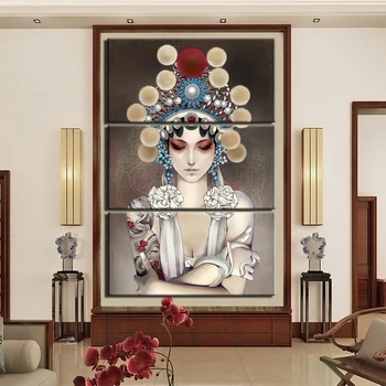 Platno Slikarstvo Kitajski Peking Opera 3 Kos Sliko Wall Art Natisne Modularni Cuadros Póster Doma Dekor