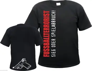 FUSSBALLTERRORIST T-Shirt mit Knarre Motiv - Gr. S bis 3XL - ultras huligani