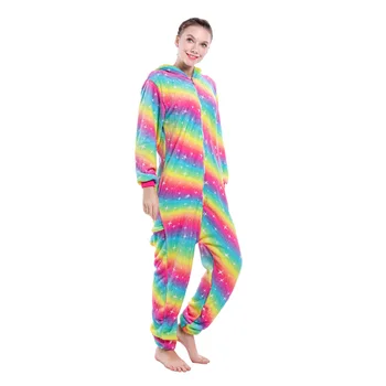 Rainbow Unicorn Otrok Kigurumi Hooded Oneise Sleepwear Homewear Smešno Cosplay Kostum Pižamo Hooded Kombinezon