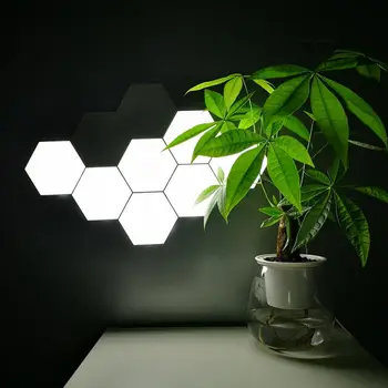 Ustvarjalne LED DIY Heksagonalna Stenske Svetilke Spalnica Dekor Night Light Touch Senzor Magnetno Kvantno Svetilke Dom Dekoracija Razsvetljava