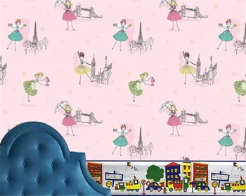 Beibehang ozadje 3d de papel parede infantil Ples dekle, princesa soba pink girl risanka netkane ozadje na debelo
