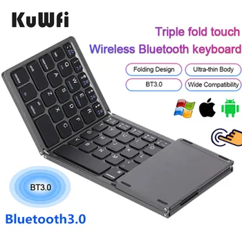 KuWFi Mini Brezžična Bluetooth Tipkovnica 64Keys Zložljive Sledilno ploščico Multi-funkcijo Tiho Tipkovnico za ipad, Windows, Android, iOS