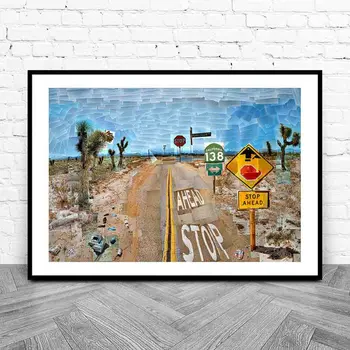 David Hockney Umetniške grafike Razstava Platno Plakat Pearblossom Avtocesti Giclée Umetnine Slikarstvo Stenske Slike za dnevno Sobo Deco