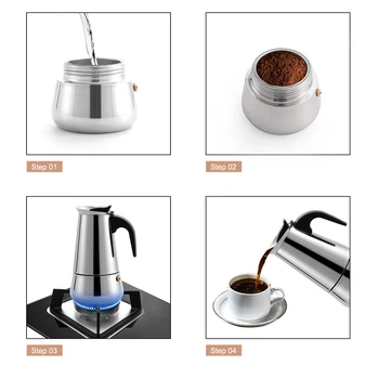 Iz nerjavečega Jekla Stovetop Kava Lonec Espresso aparat za Kavo, grelnik vode 100 ML/200 ML/300 ML/450 ML/600 ML na Prostem, v zaprtih Prostorih Cafeteira