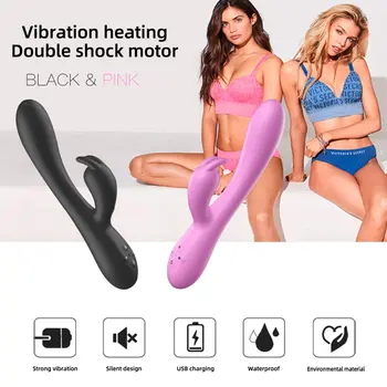 G-spot Zajec Dvojni Vibrator Za Žensko 16 Requency Masturbacija Vaginalne Klitoris Stimulator Dildos Nepremočljiva Spola Igrače, Vibratorji