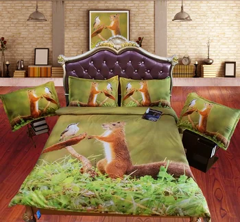 4/6pc Meerkats / Veverica / zelena žaba rjuhe kritje set za otroke Eno posteljo listov Dvojni Super king 3d bedclothes