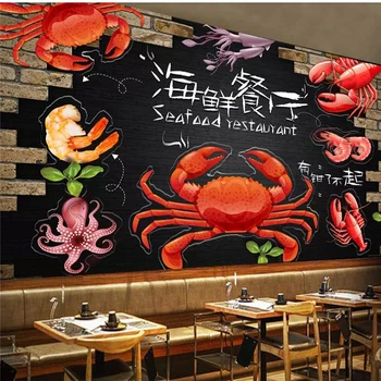 Beibehang ozadje po Meri moda 3d photo zidana original ročno poslikano seafood restaurant ozadja zidana 3d de papel parede