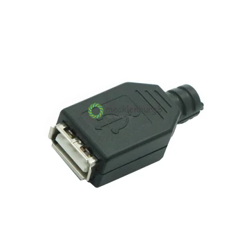 10 kosov. USB2.0 Tipa plug-in 4-pin Ženski adapter jack & Črn Plastični pokrov