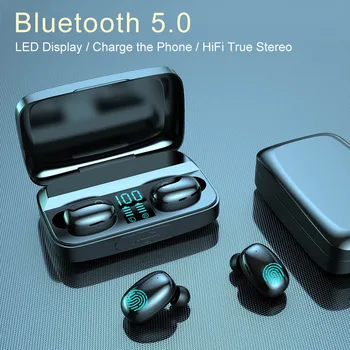 TWS brezžične slušalke Bluetooth 5.0 stereo slušalke LED zaslon HI-fi slušalke nepremočljiva 1800mAh zunanje baterije HD klic
