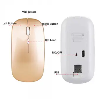 Mini Prenosni 2.4 G Wireless Mouse Ultra Tanek Slim Tiho Izklop Polnjenje 1600DPI Optični Miši z USB Sprejemnik Za Prenosni RAČUNALNIK