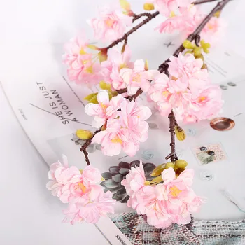 Model 4 Vilice Češnjev Cvet Surove Svile Imitacije Cvetovi Češnje Cvetlični Aranžma Šopek Nastavite Snemanje Ravne