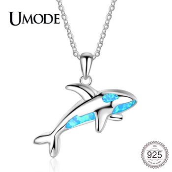 UMODE Novo 925 Sterling Silver Blue Opal Edinstveno Shark Obesek Ogrlice za Ženske Modni Stran Čare Ogrlica Nakit ULN0484