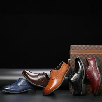 Novo Poslovno Obleko, Čevlji za Moške Opozoril Oxfords čevlji Moški Čipke-up Urad usnjeni čevlji Moški Formalno Čevlji velikosti C21-60