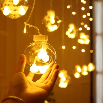 2,5 M 60 LED, ki Želijo Žogo Zavese Niz Luči EU za Zavese Spalnica Poroka Doma Božični Okraski, Razsvetljava luces navidad