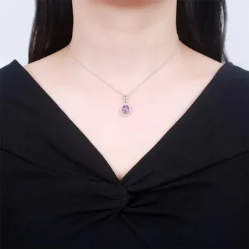 Gemstone nakit trgovini SGARIT luksuzne blagovne znamke classic 925sterling srebro vijolični ametist naravne crystal čar, ogrlico, obesek