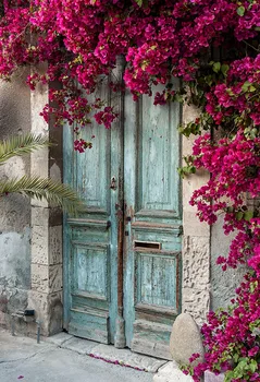 Vintage vrata fotografijo ozadja vinil Fotografia cvet krite hiše fotografija kulise za foto studio pribor lv-1372