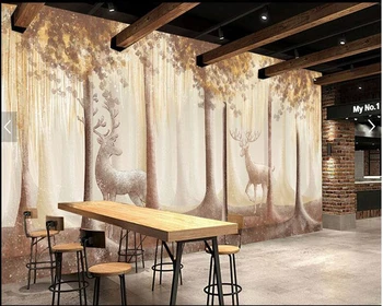 Po meri naravno krajino ozadje,elk gozd fresco za dnevni prostor kavč urad v ozadju stene doma dekoracijo de papel parede