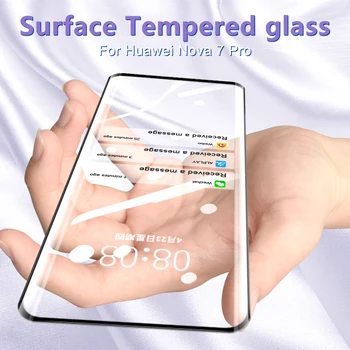 Črna Ukrivljen Polno kritje Kaljeno Steklo Za Huawei Nova 7 Pro screen protector Za Huawei Nova 7 Pro Spredaj Film