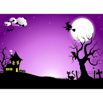 Fotografija Ozadje Halloween Luna drevo mačka Noč Straši gradu Bučno Ozadju Otroci Odrasli, Kostum Stranka Foto Studio Prop