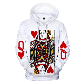 2020 Vroče Prodaje Poker J Q K 3D Harajuku Puloverju Fantje Dekleta Udobno Hoodie Oblačila 3D Jeseni Unisex Modna Majica Cool
